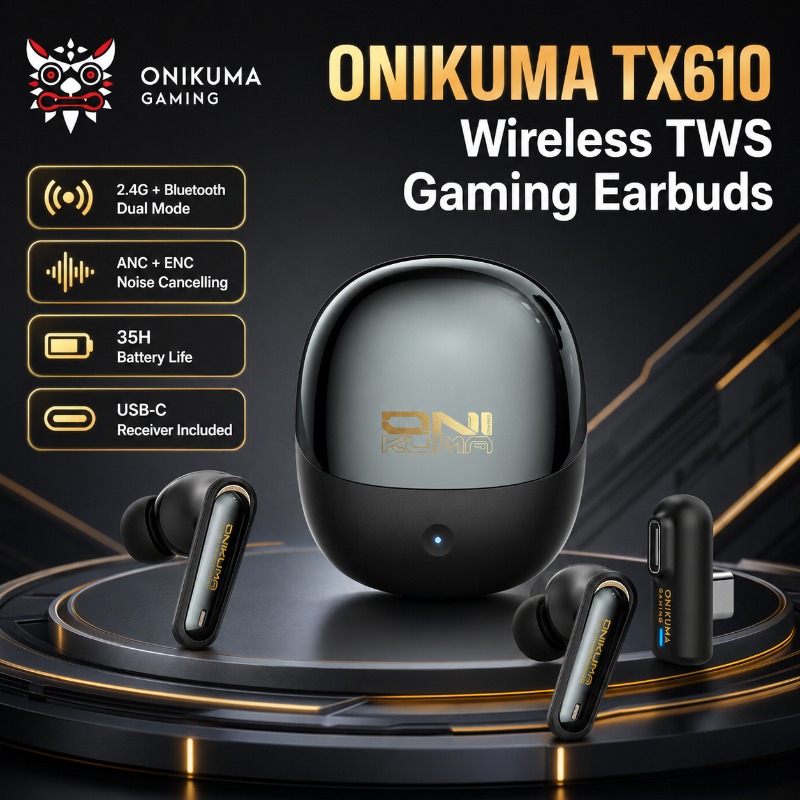 Pc Gaming Earbuds - ONIKUMA TX610 Wireless Gaming Earbuds Dual