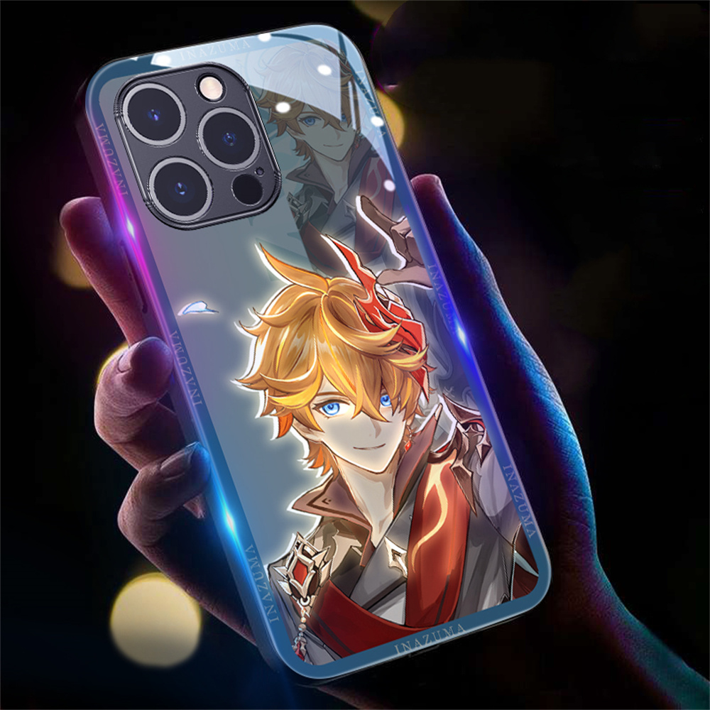 Pc Case Tempered Glass - Cool Genshin Cartoon Pattern Smart LED