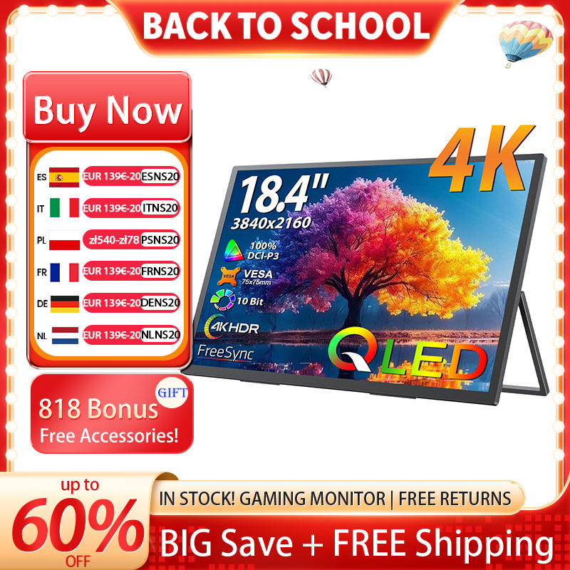 UPERFECT 18.4 inch 4K QLED Por - Pc Gaming Vs Ps5 ulasan dan harga