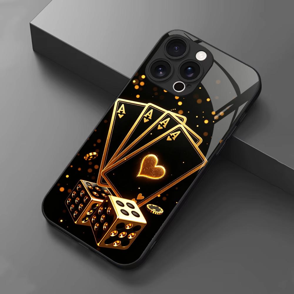 Golden playing card dice Tempe - Pc Case Tempered Glass ulasan dan harga