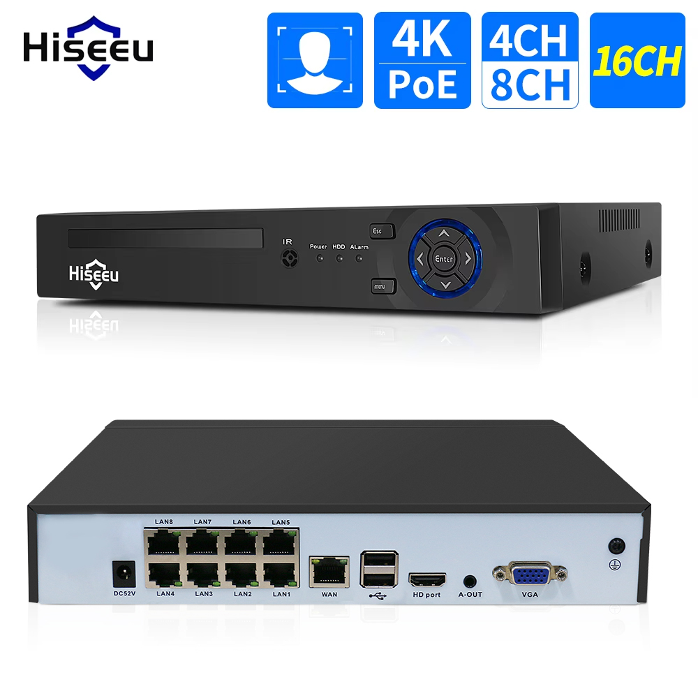 Hiseeu 4CH 10CH 16CH 4K 8MP 5M - Webcam 4K ulasan dan harga
