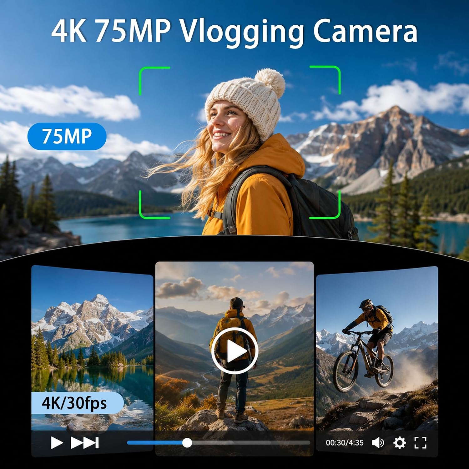 4K Handheld Gimbal Vlogging Ca - Webcam 4K ulasan dan harga