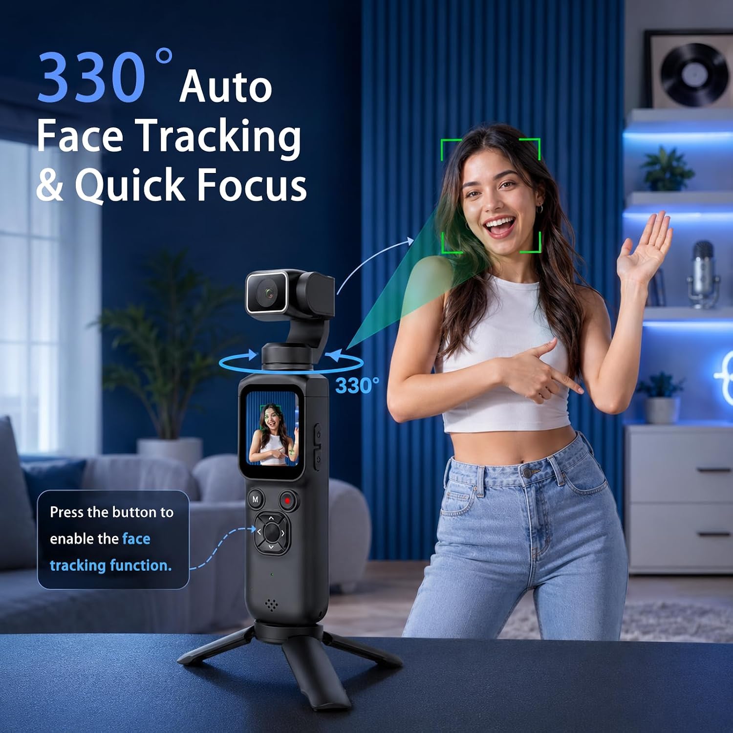 4K Handheld Gimbal Vlogging Ca - Webcam 4K ulasan dan harga