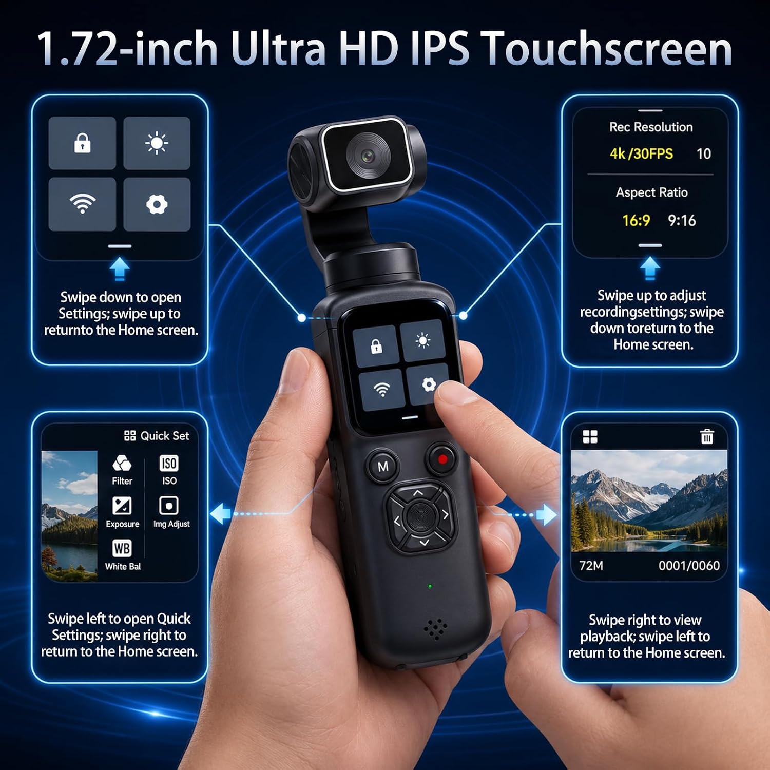 4K Handheld Gimbal Vlogging Ca - Webcam 4K ulasan dan harga
