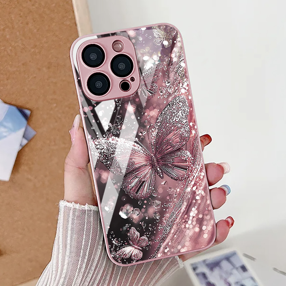 Butterfly Leopard Print Phone  - Pc Case Tempered Glass ulasan dan harga