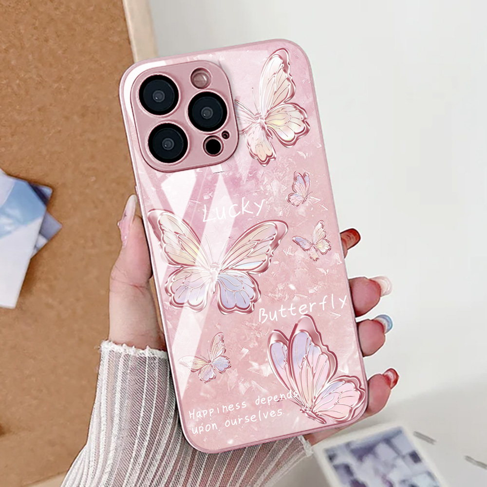 Butterfly Leopard Print Phone  - Pc Case Tempered Glass ulasan dan harga